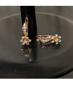 Серьги позолоченные из медицинской стали с цирконом - цветок