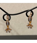 Серьги позолоченные из медицинской стали с цирконом - цветок