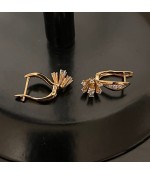 Серьги позолоченные из медицинской стали с цирконом - цветок