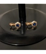 Серьги позолоченные из медицинской стали с синим цирконием