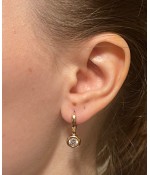 Серьги из медицинской стали с круглым цирконием позолоченные