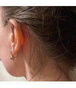 Серьги позолоченные из медицинской стали с синим цирконием