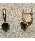 Серьги Мечта позолоченные из медицинской стали с зелеными цирконами 