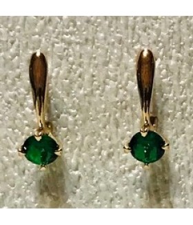 Серьги Мечта позолоченные из медицинской стали с зелеными цирконами 
