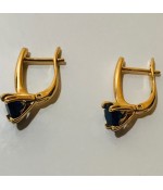 Серьги Мечта позолоченные из медицинской стали с синим цирконом