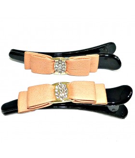 Зажим для волос с кожаной оранжевой вставкой набор 2 штуки