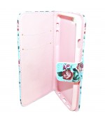 Чехол книжка для iPhone (Айфон) 6/6s кожаный с цветами голубой