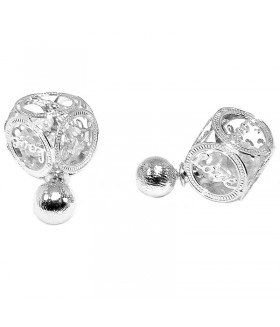 Серьги пусеты Dior (Диор) с цирконами серебристые