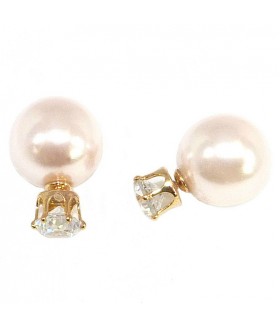 Серьги пусеты Диор (Dior) с цирконом розовые