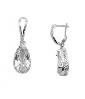 Серьги из медицинской стали с крупным цирконом
