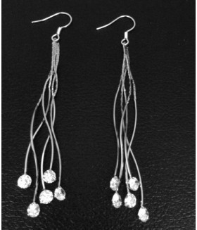 Серьги из медицинской стали длинные с цирконами